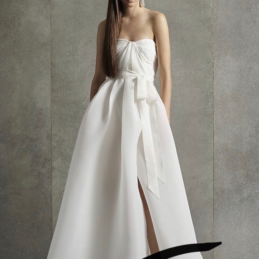 Vera wang pleated gazar wedding dress